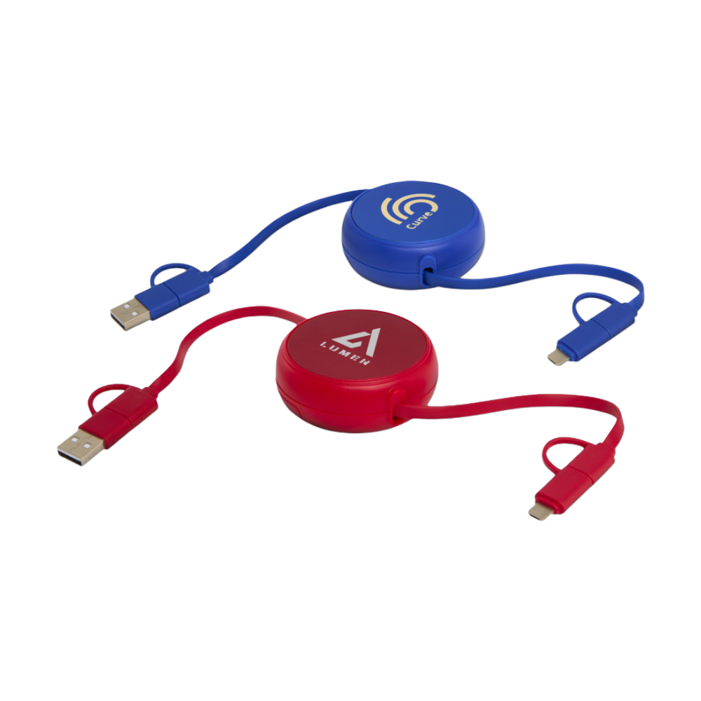Alasia 5-in-1 | 100cm Recycled Plastic & Aluminium | Retractable Data Sync & 45W Fast Charge Cable [alasia5in1retractabledatasync45wfastchargecable]
