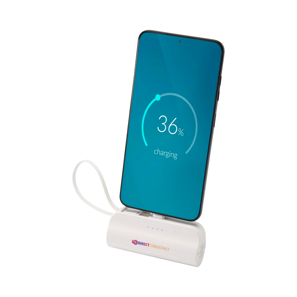 Alnair Recycled Plastic 5000 mAh Type-C Power Bank [alnair5000mah10wtypecpowerbankwithflipstandand2in1cable]