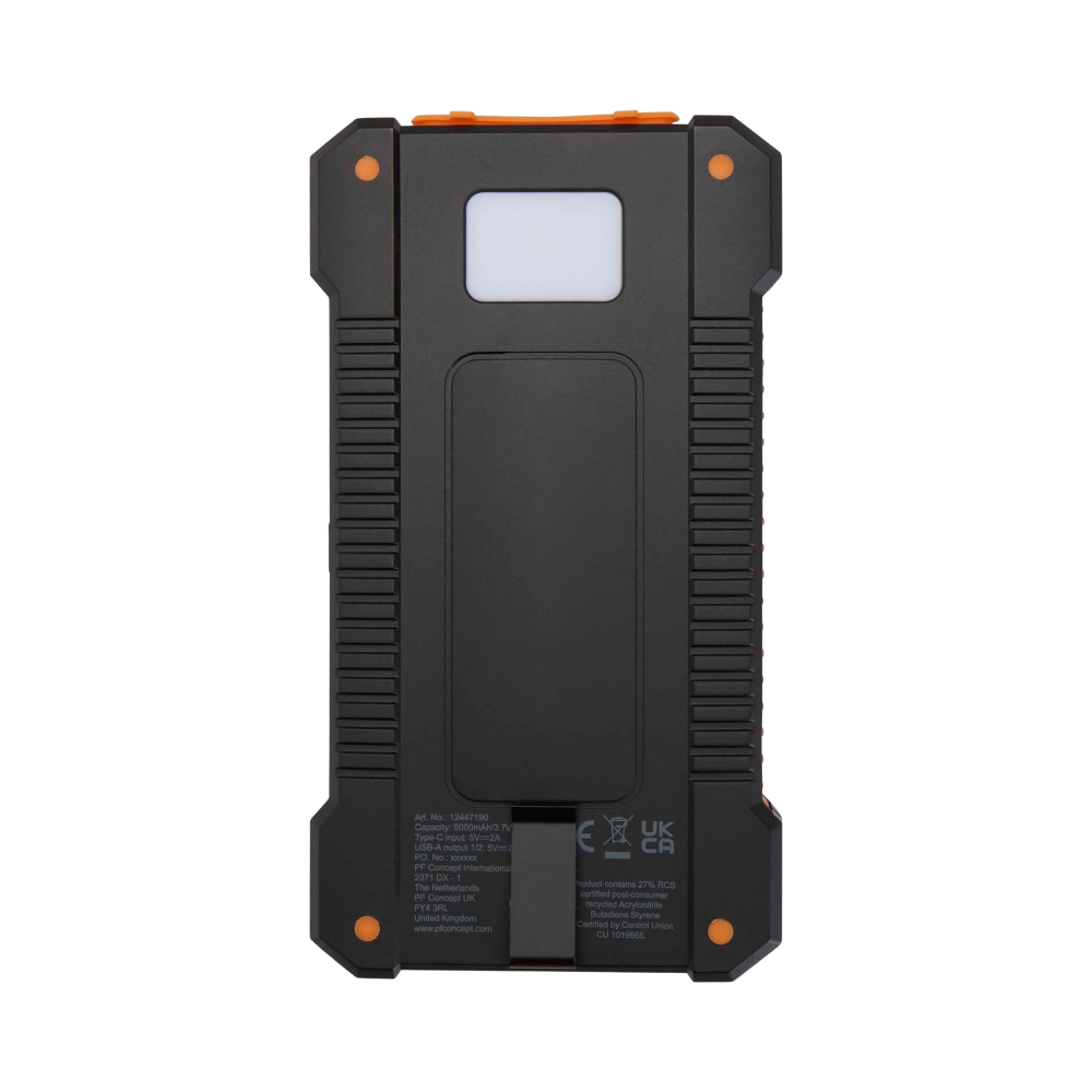 Altair Recycled ABS 5000mAh Solar Power Bank [altair5000mah10wsolarpowerbankwithbuiltintorch]