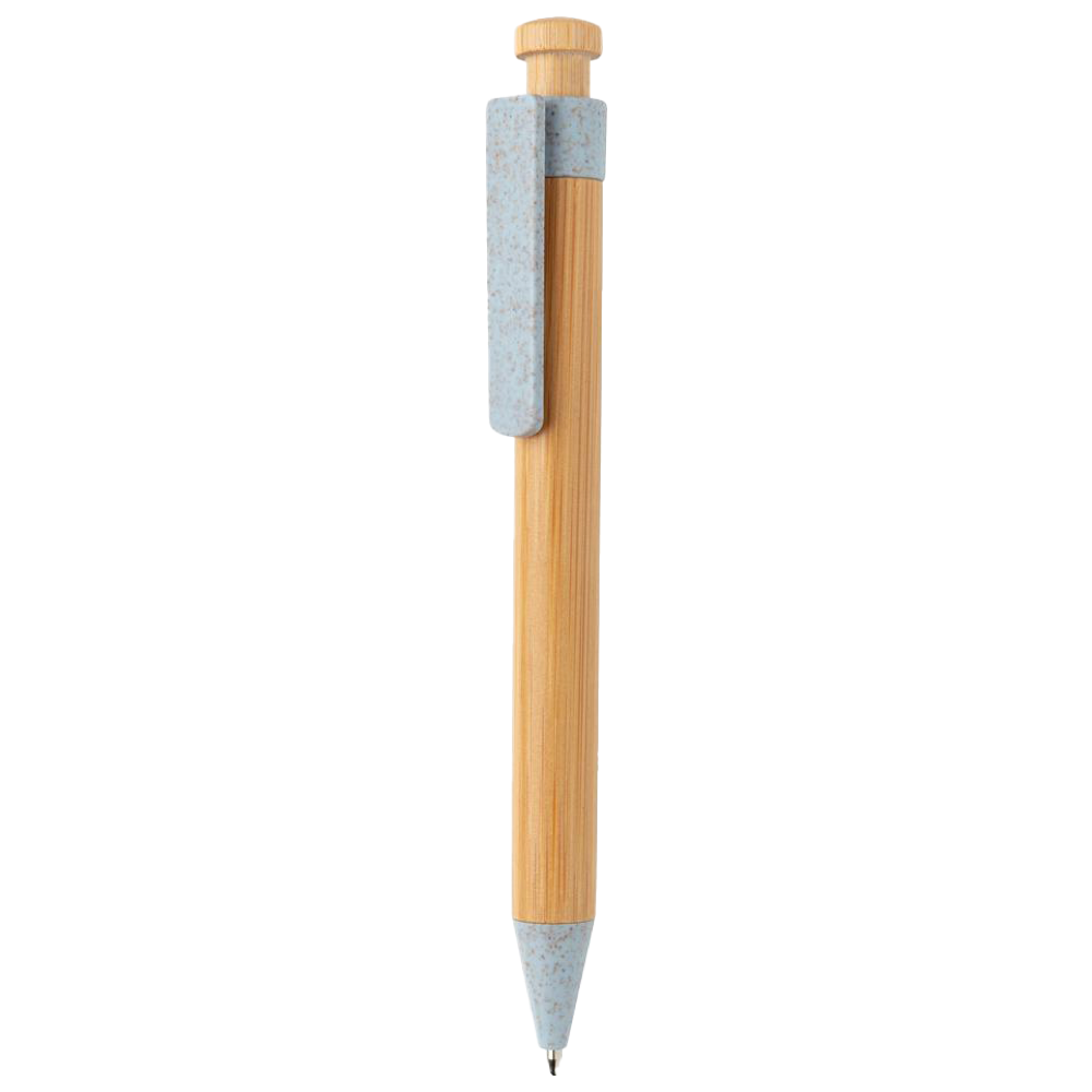 Bamboo pen with wheat straw clip [bamboopenwithwheatstrawclip]