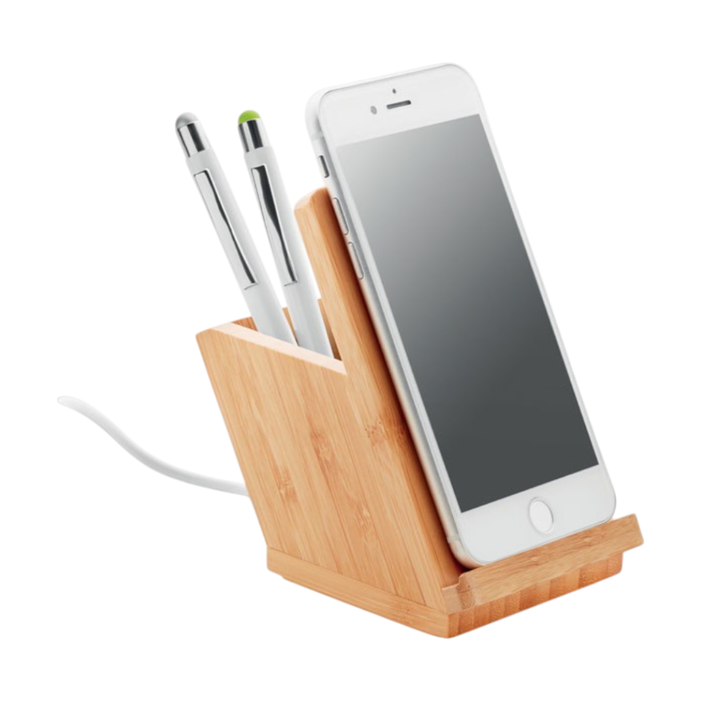 Bamboo Wireless Charger Pen Holder [baicoiwirelesschargerpenholder5w]