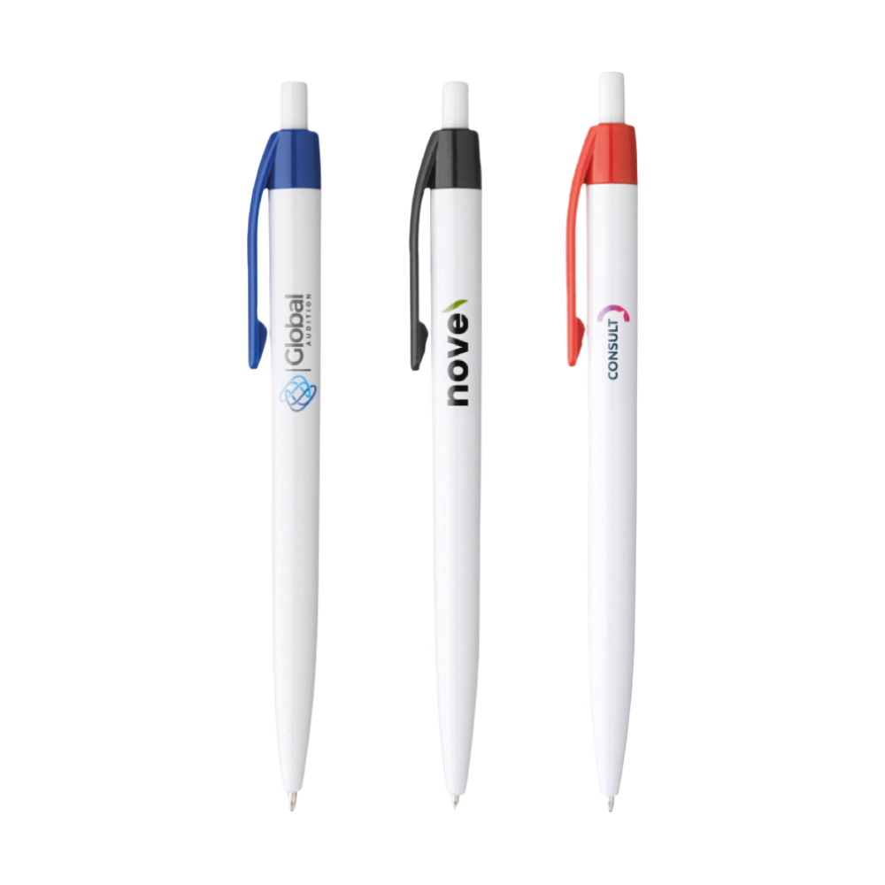Basic White Pen with Coloured Clip [fargopen]
