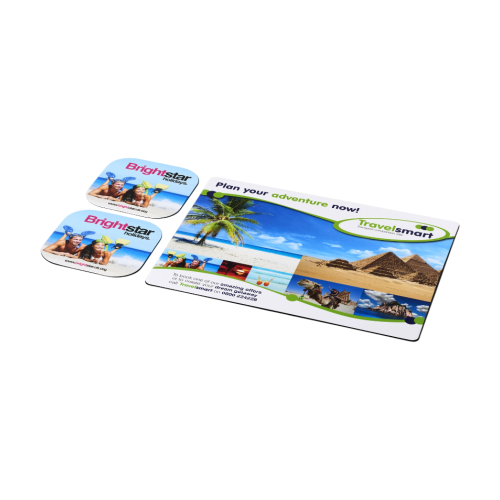 Brite-Mat Recycled Plastic Mouse Mat and Coaster Set [britematmousematandcoastersetcombo3]
