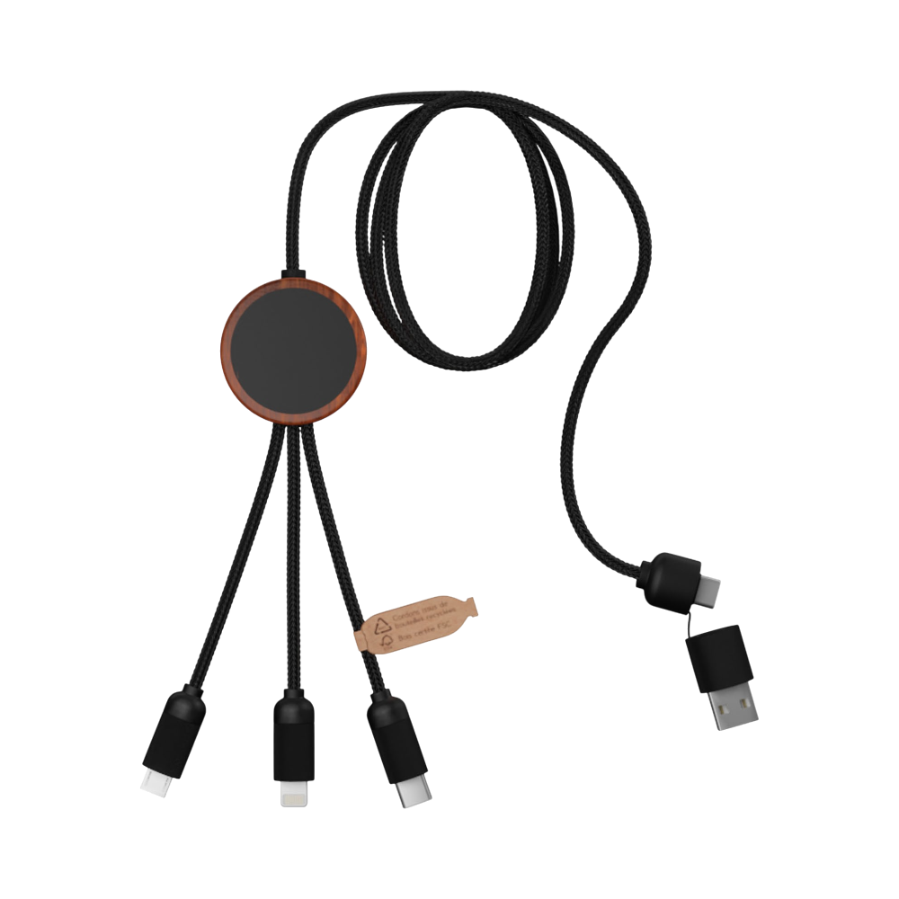 C37 40W 5-in-1 rPET Light-Up Charging Cable [scxdesignc3740w5in1rpetlightuplogochargingcablewithroundwoodencasing]