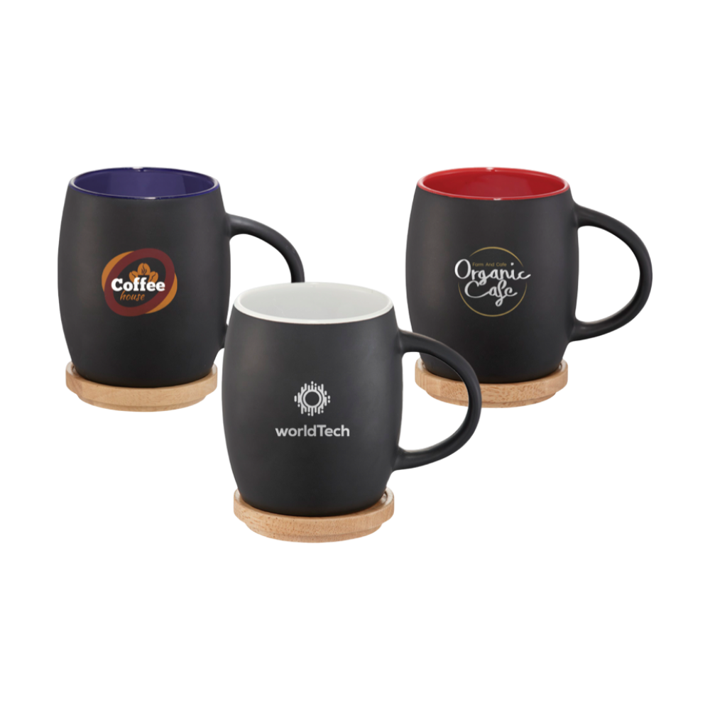 Ceramic Mug with Wooden Coaster [hearth400mlceramicmugwithwoodencoaster]