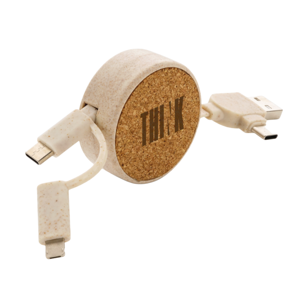 Cork and Wheat 6-in-1 Retractable Cable [corkandwheat6in1retractablecable]