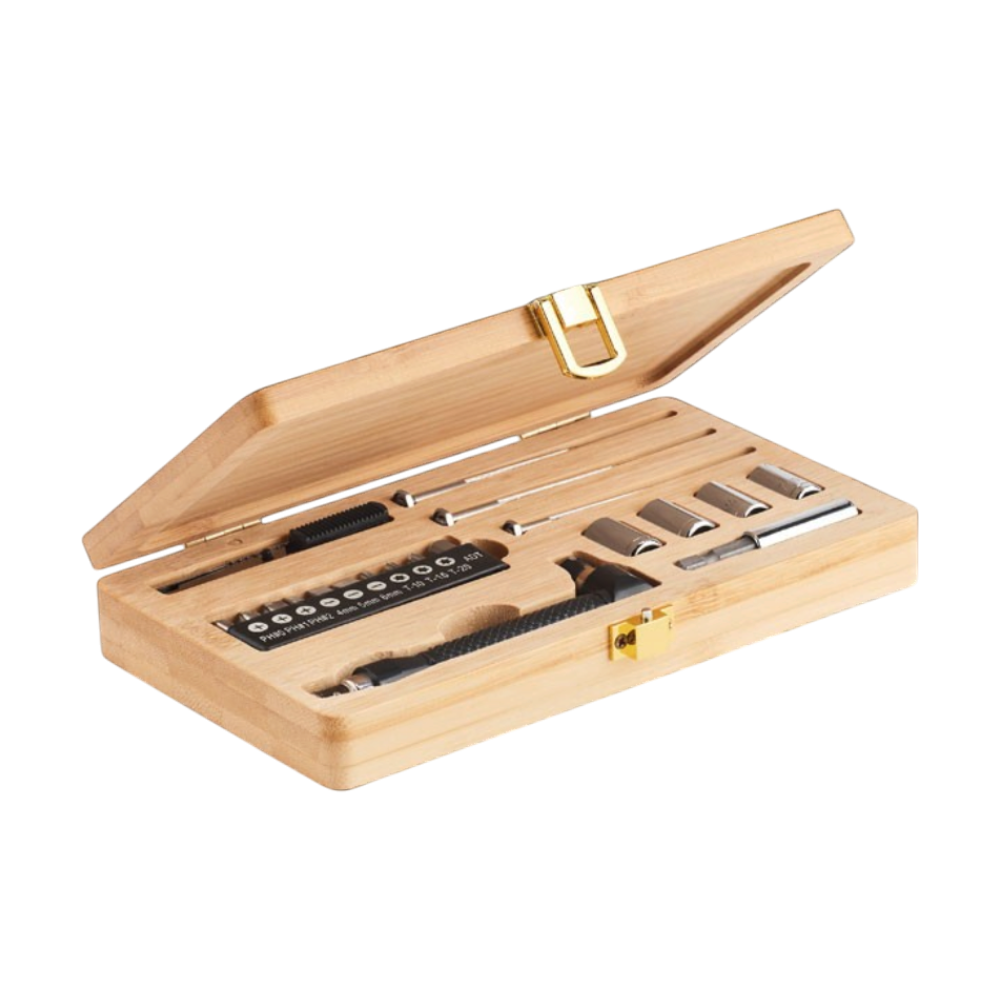 GALLAWAY 21 pcs Tool Set Bamboo Case [gallaway21pcstoolsetinbamboocase]