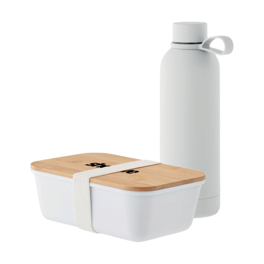 Giftset Recycled Stainless Steel Lunch Box and Bottle [emeraldsetlunchboxbottlegiftset]