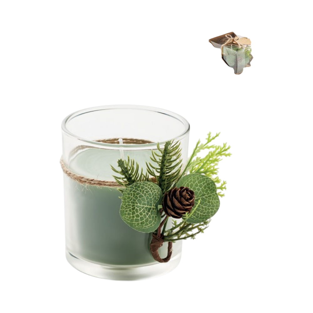 Glass Soda Lime Christmas Candle Holder [forestglasscandleholder120grwithforestarrangement]