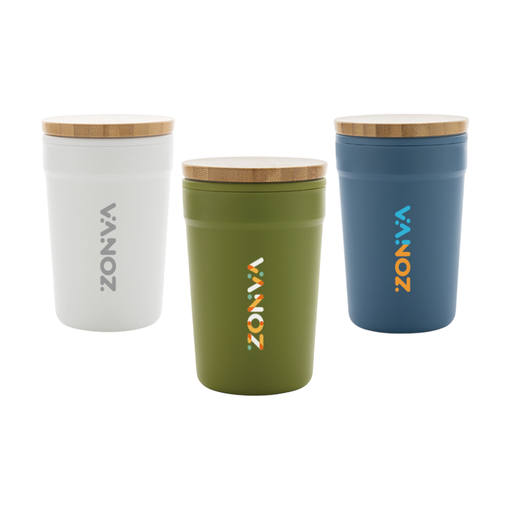 GRS Recycled PP Mug with Bamboo Lid | 300 ml [grsrppmugwithbamboolid]