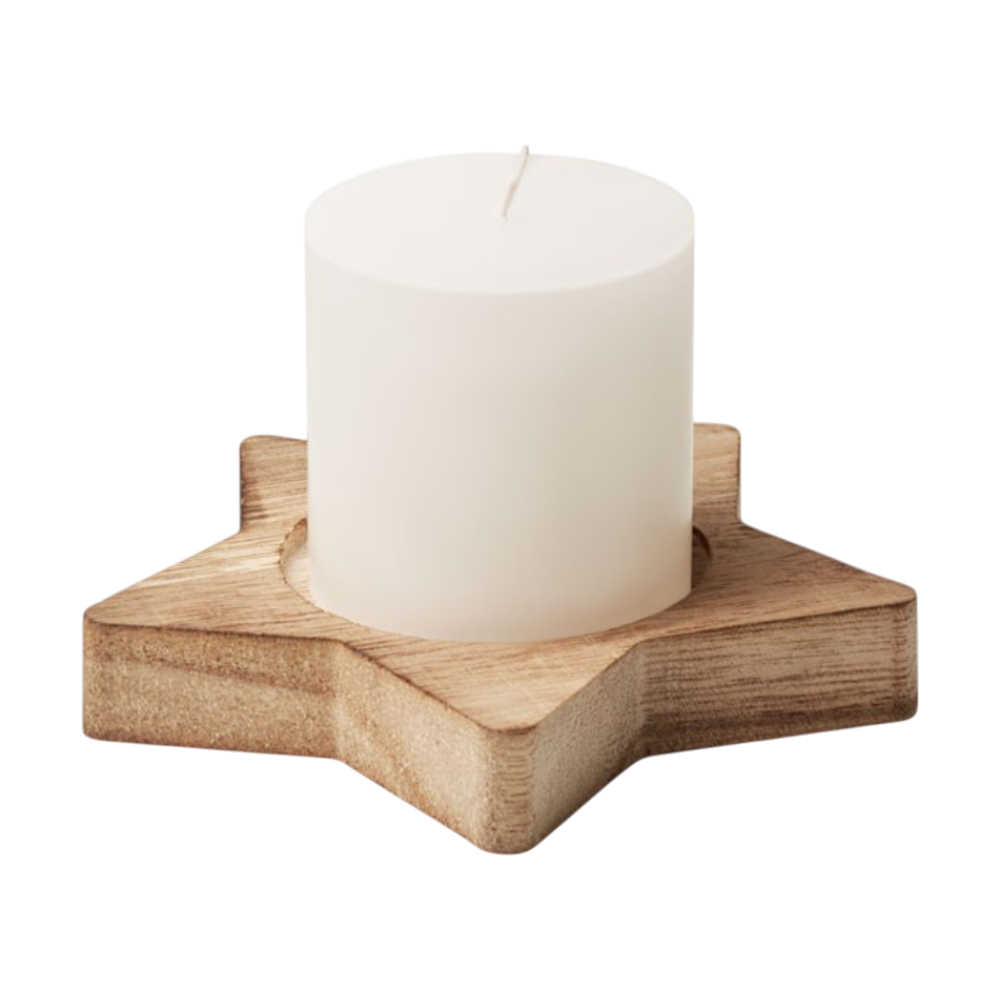 LOTUS Candle on Wooden Base