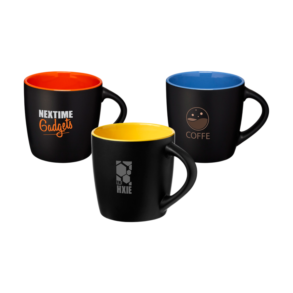 Matt Black Ceramic Mug with Coloured Interior