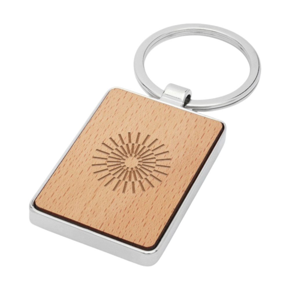 Mauro Beech Wood Rectangular Keychain [maurobeechwoodrectangularkeychain]