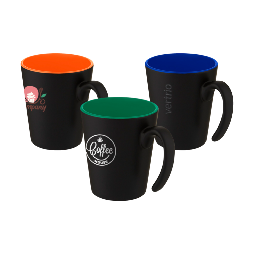 Modern Handle Matt Black Mug with Coloured Inside