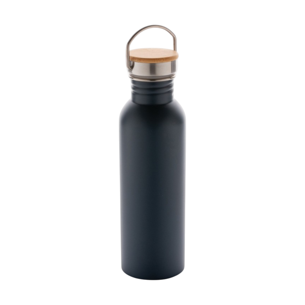 Modern Stainless Steel Bottle with Bamboo Lid [modernstainlesssteelbottlewithbamboolid]