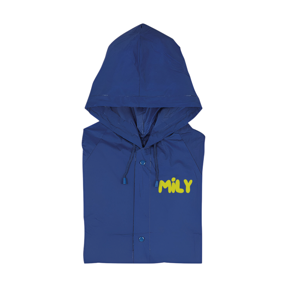 Raincoat with Hood and Snap Button Closure