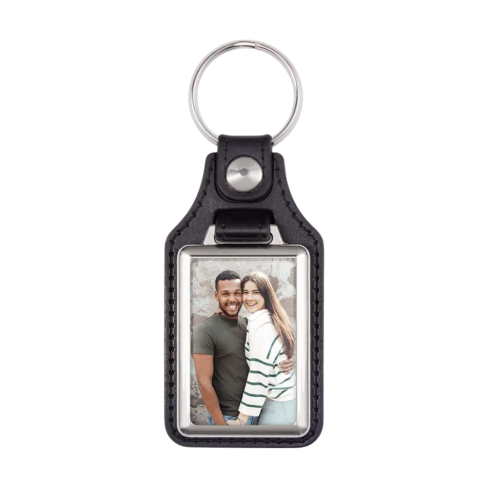 Rectangular Leather Keyring with Photo [keychainwithphotoleatherrectangle]