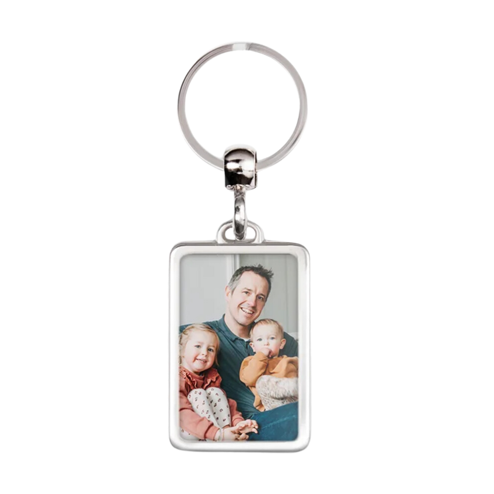 Rectangular Stainless Steel Photo Keyring