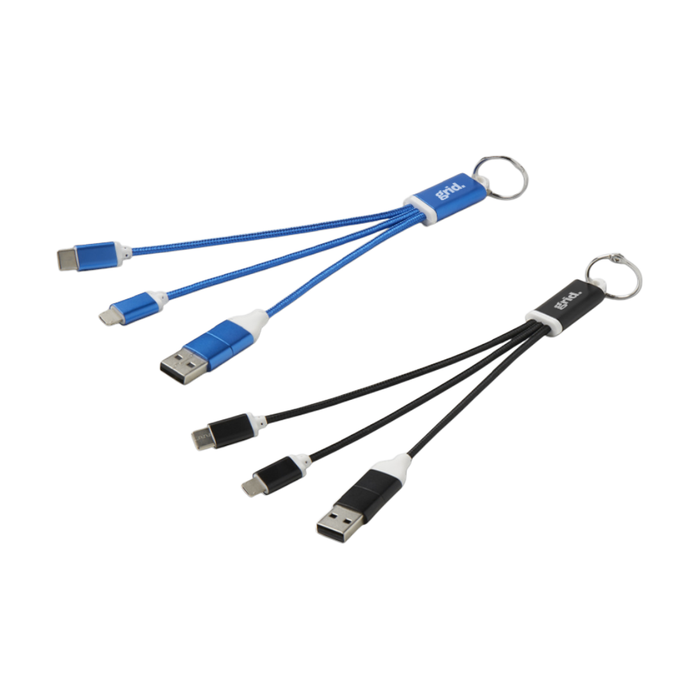 Recycled Aluminium Charging Cable Keychain 4-in-1 [metal4in1recycledaluminiumchargingcablekeychain]