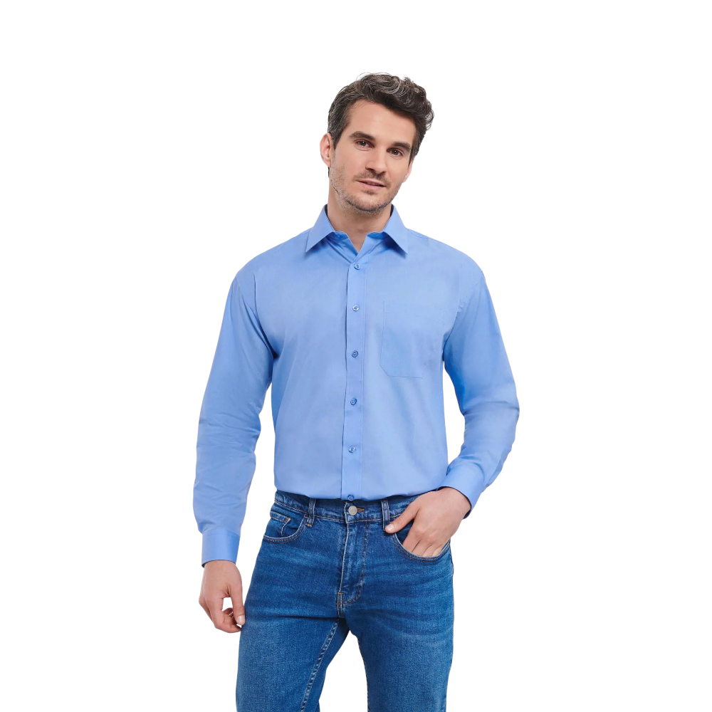 Russell Classic Longsleeve Shirt [russellmenlslclaspolycotpoplinshirt]