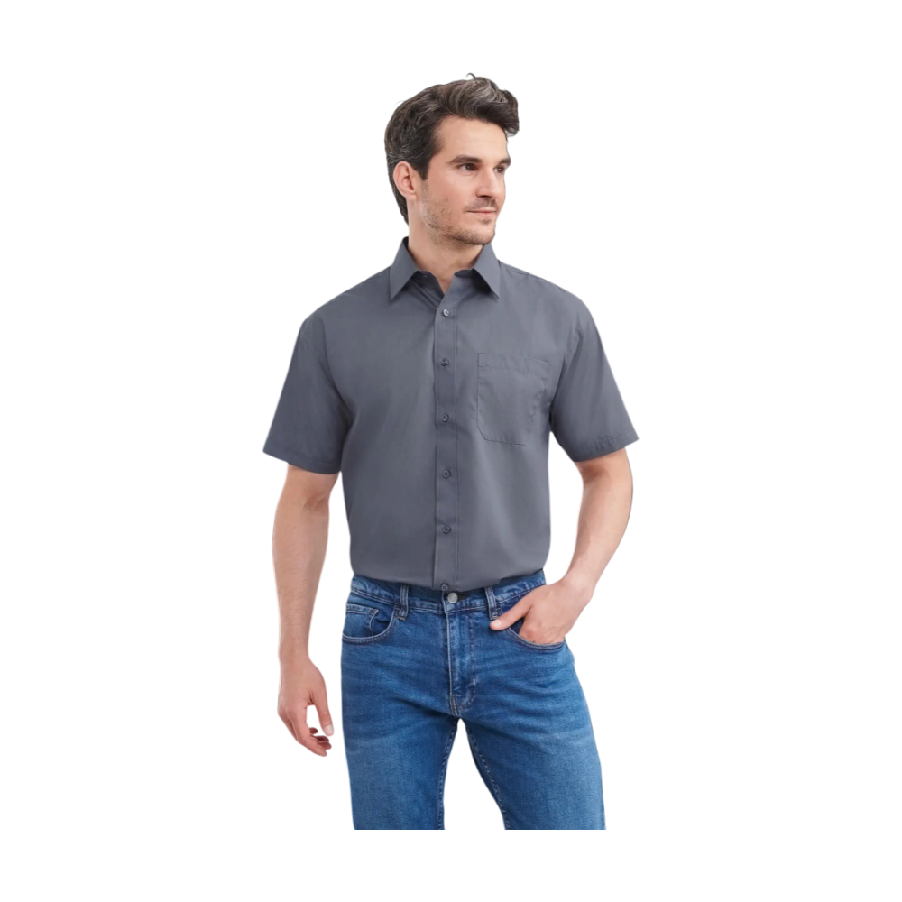 Russell Classic Poplin Shirt [russellmenshortsleeveclaspolycotpoplinshirt]