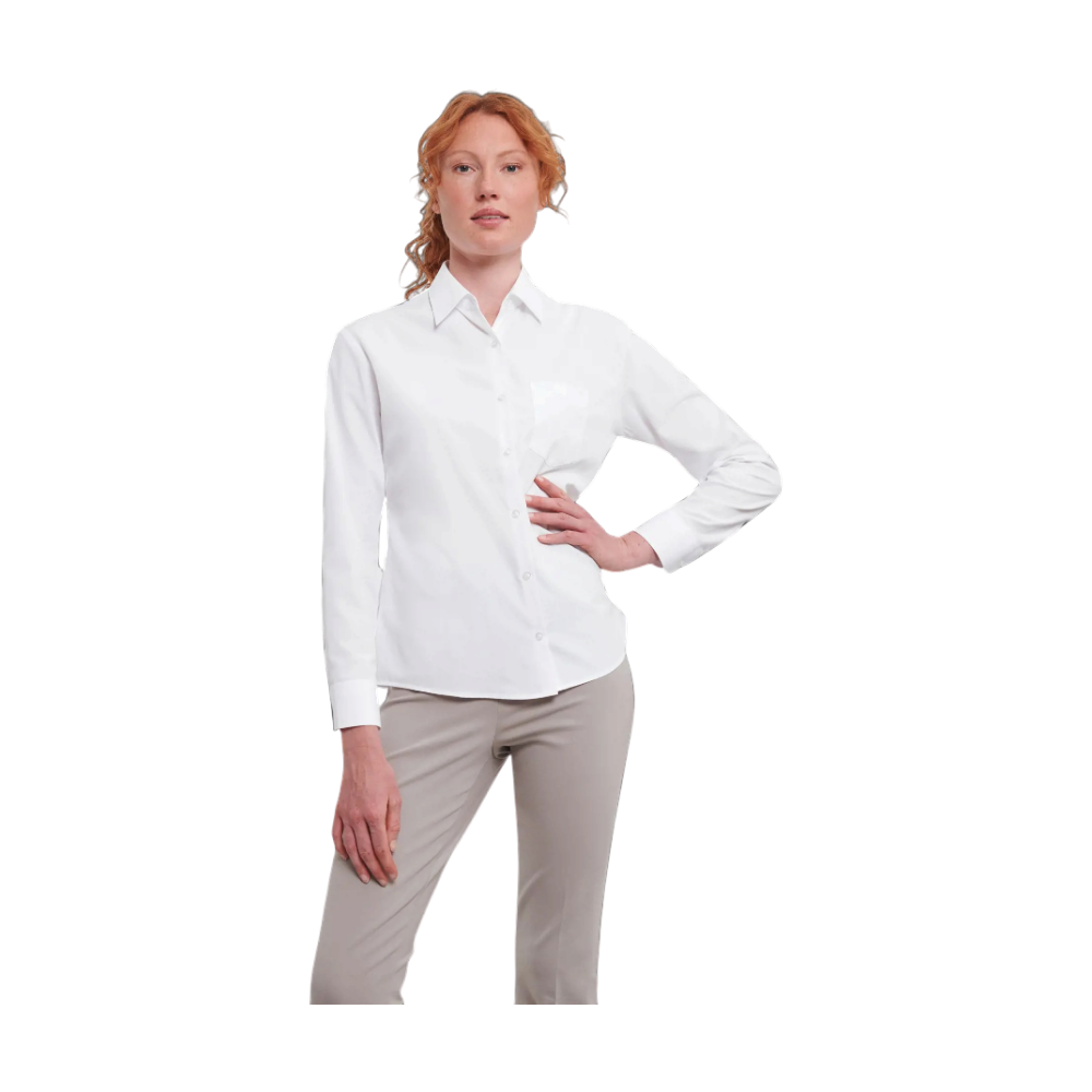 Russell Classic Shirt Women [russellladieslslclassicpolycotpoplinshirt]