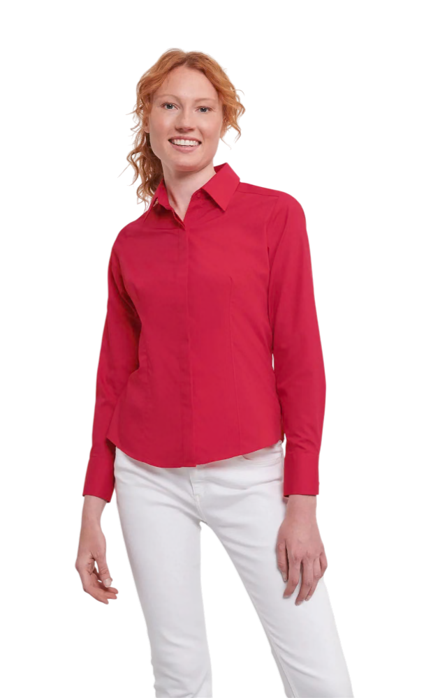 Russell Ladies Fitted Poplin Shirt [russellladieslslfittedpolycotpoplinshirt]
