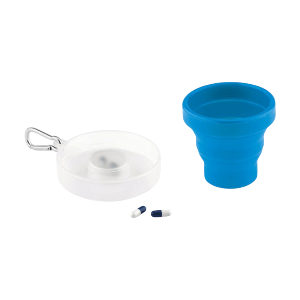 Silicone Foldable Cup with Pill Container [cuppillsiliconefoldablecup]