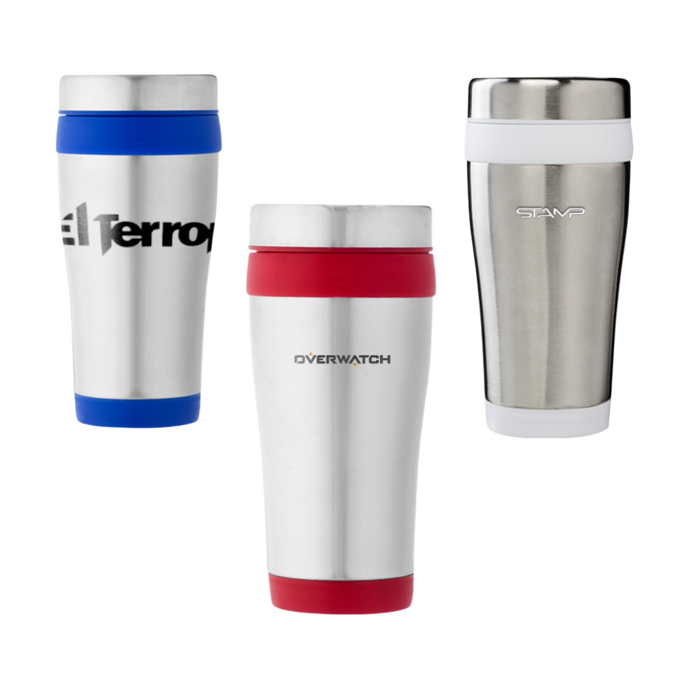 Silver with Coloured Accents RCS Insulated Double-walled Tumbler 410 ml [elwood410mlrcsinsulatedtumbler]