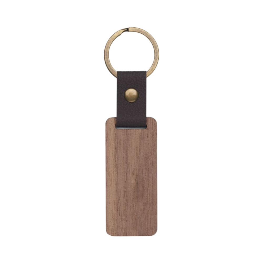 Walnut and PU Key Ring