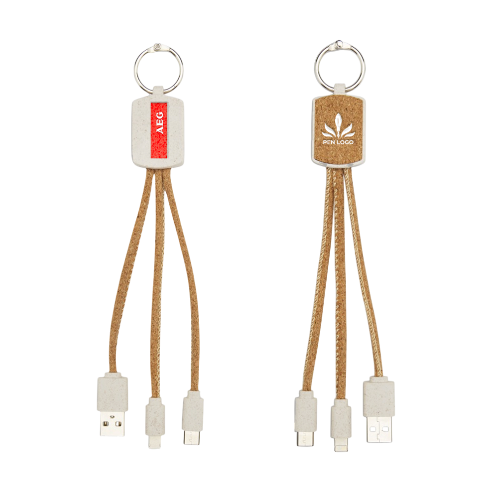 Wheat sStraw and Cork 3-in-1 Charging Cable [bateswheatstrawcork3in1chargingcable]