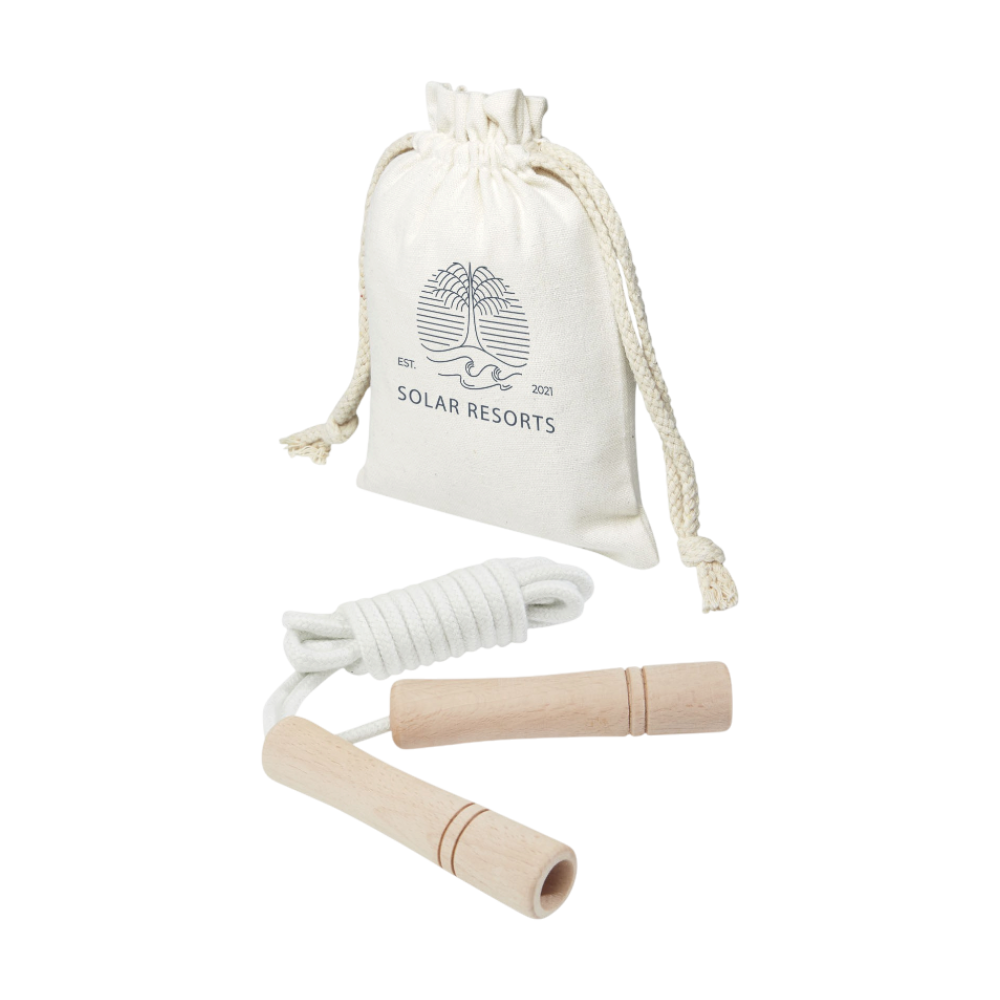 Wooden Skipping Rope in Cotton Pouch [denisewoodenskippingropeincottonpouch]
